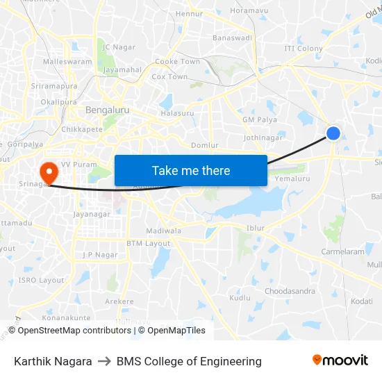 Karthik Nagara to BMS College of Engineering map