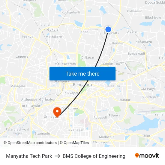 Manyatha Tech Park to BMS College of Engineering map