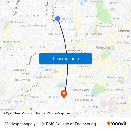 Mariyappanapalya to BMS College of Engineering map