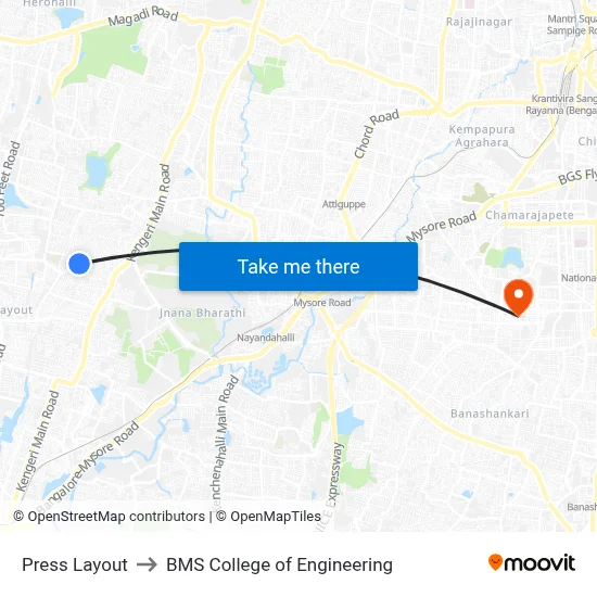 Press Layout to BMS College of Engineering map