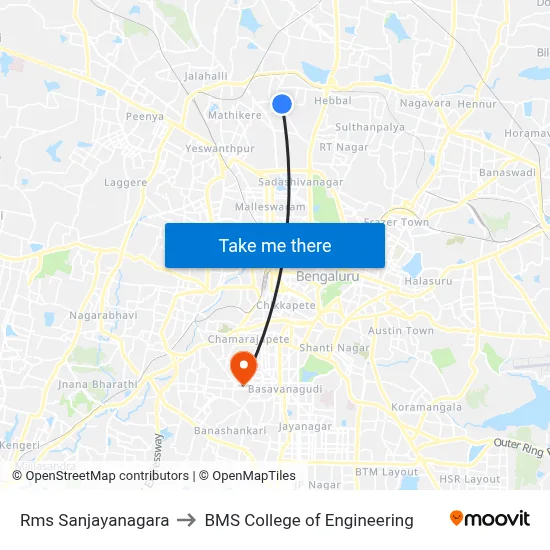 Rms Sanjayanagara to BMS College of Engineering map