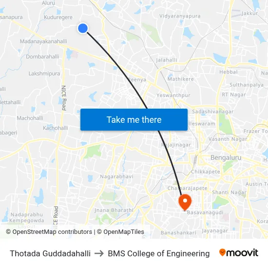 Thotada Guddadahalli to BMS College of Engineering map