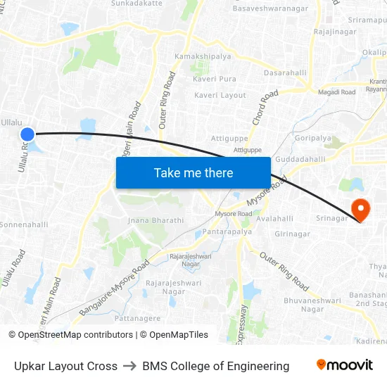 Upkar Layout Cross to BMS College of Engineering map