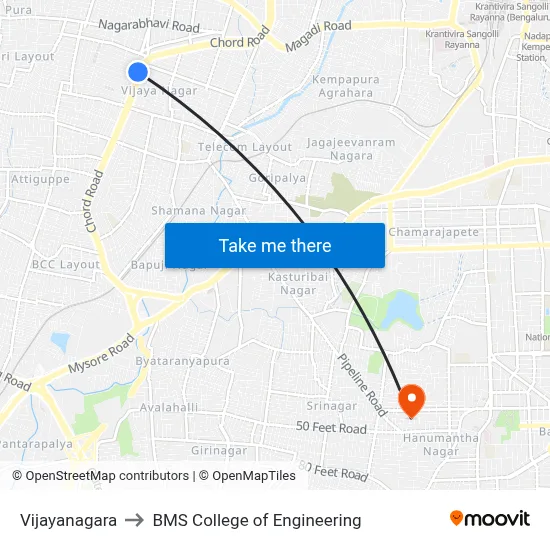 Vijayanagara to BMS College of Engineering map