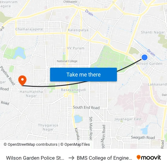 Wilson Garden Police Station to BMS College of Engineering map