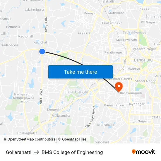 Gollarahatti to BMS College of Engineering map