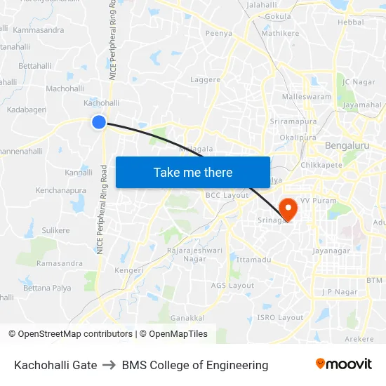 Kachohalli Gate to BMS College of Engineering map