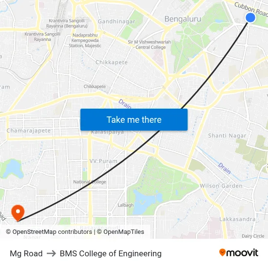 Mg Road to BMS College of Engineering map