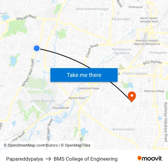 Papareddypalya to BMS College of Engineering map