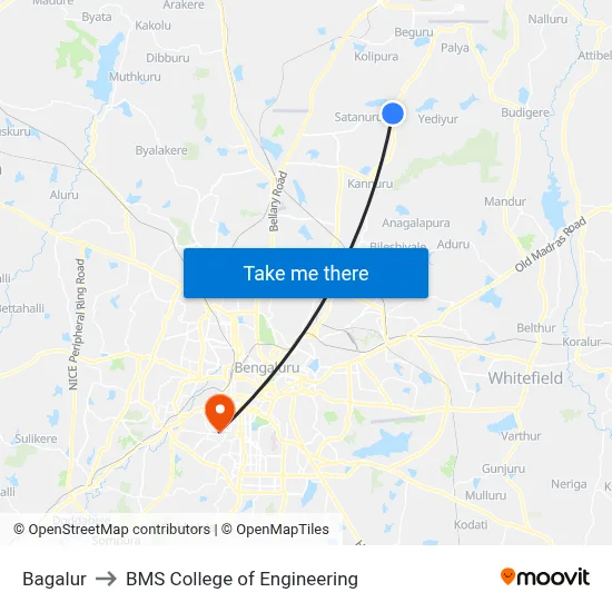 Bagalur to BMS College of Engineering map