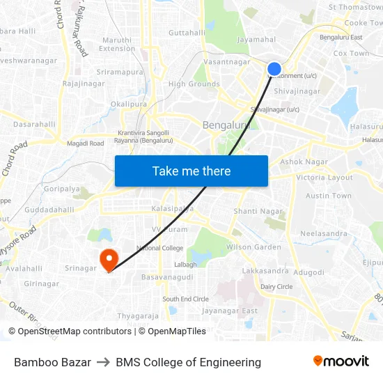 Bamboo Bazar to BMS College of Engineering map