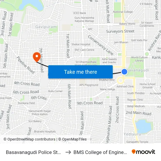 Basavanagudi Police Station to BMS College of Engineering map