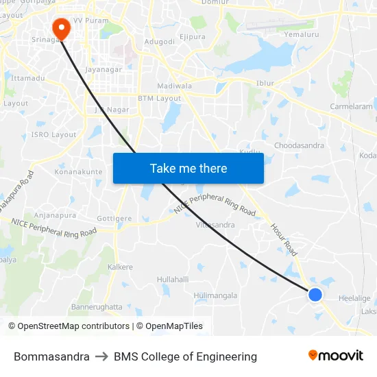 Bommasandra to BMS College of Engineering map