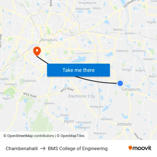 Chambenahalli to BMS College of Engineering map