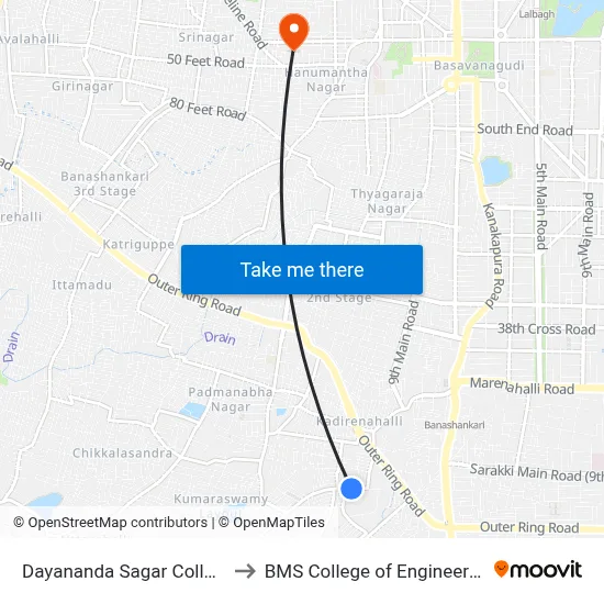 Dayananda Sagar College to BMS College of Engineering map