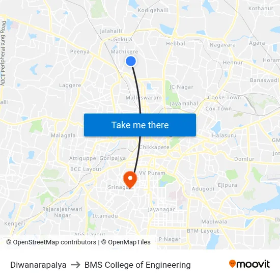 Diwanarapalya to BMS College of Engineering map