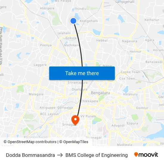 Dodda Bommasandra to BMS College of Engineering map