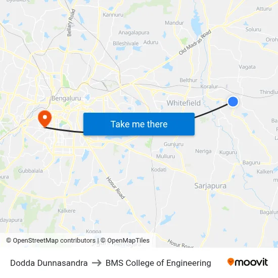 Dodda Dunnasandra to BMS College of Engineering map