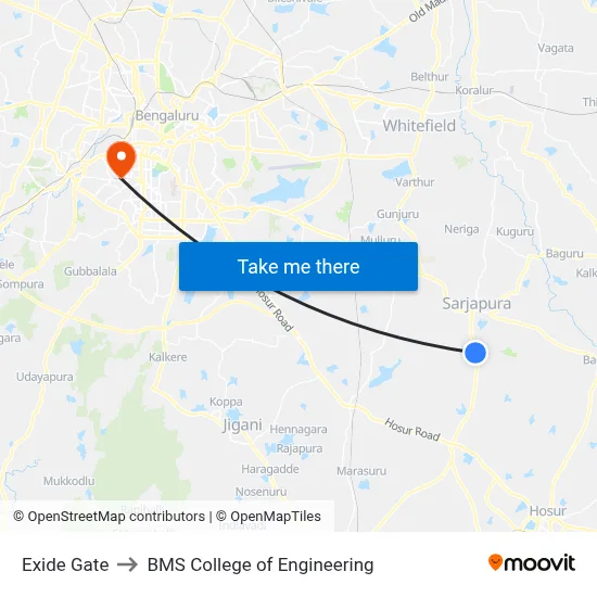 Exide Gate to BMS College of Engineering map