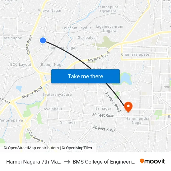 Hampi Nagara 7th Main to BMS College of Engineering map