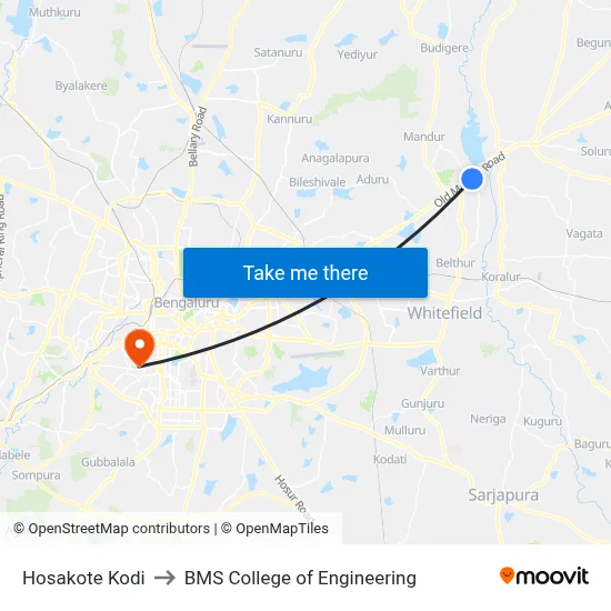 Hosakote Kodi to BMS College of Engineering map