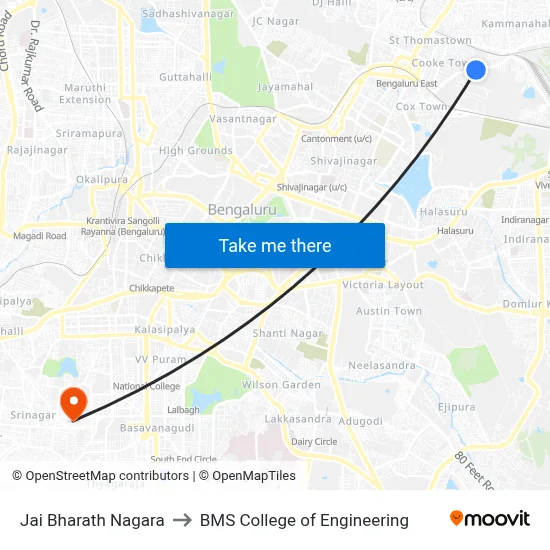 Jai Bharath Nagara to BMS College of Engineering map