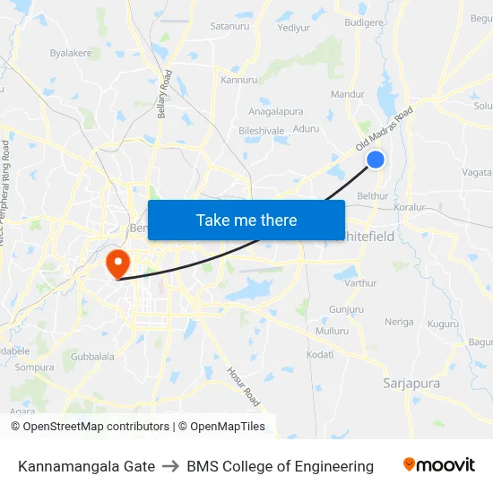 Kannamangala Gate to BMS College of Engineering map