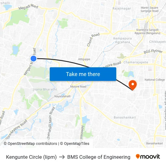 Kengunte Circle (Iipm) to BMS College of Engineering map