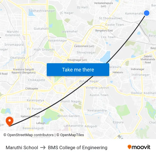 Maruthi School to BMS College of Engineering map