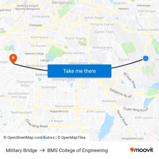 Military Bridge to BMS College of Engineering map