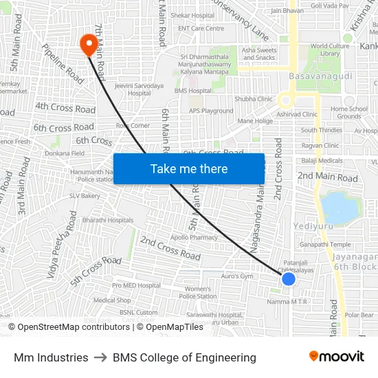 Mm Industries to BMS College of Engineering map