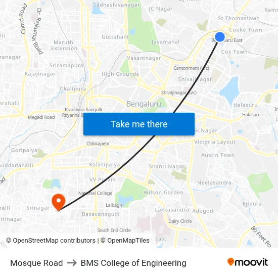 Mosque Road to BMS College of Engineering map
