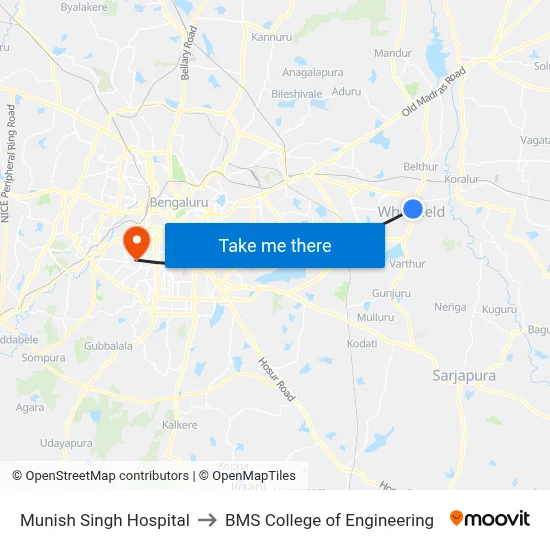 Munish Singh Hospital to BMS College of Engineering map