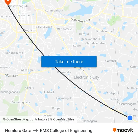 Neraluru Gate to BMS College of Engineering map