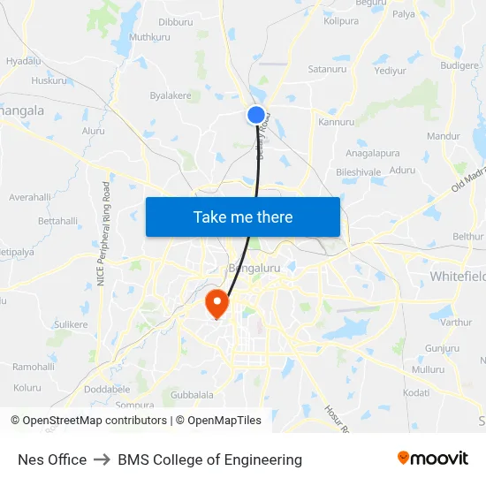 Nes Office to BMS College of Engineering map