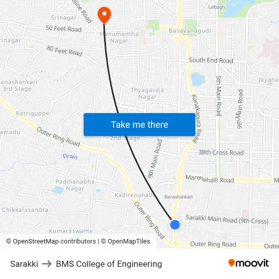 Sarakki to BMS College of Engineering map