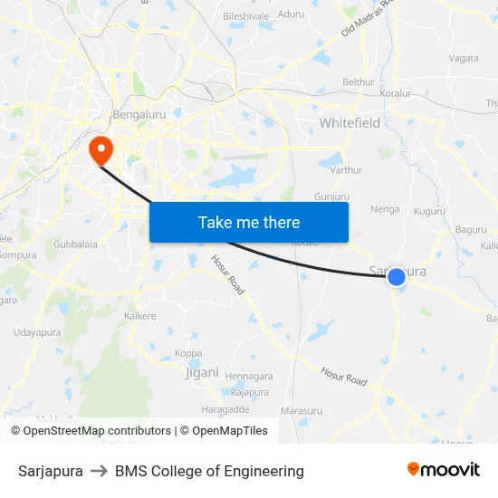 Sarjapura to BMS College of Engineering map