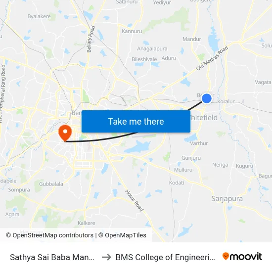 Sathya Sai Baba Mandir to BMS College of Engineering map