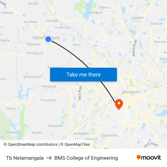 Tb Nelamangala to BMS College of Engineering map