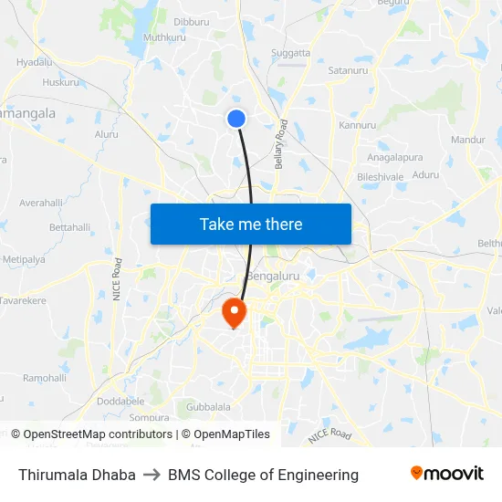 Thirumala Dhaba to BMS College of Engineering map
