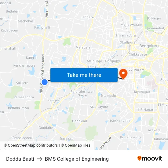 Dodda Basti to BMS College of Engineering map