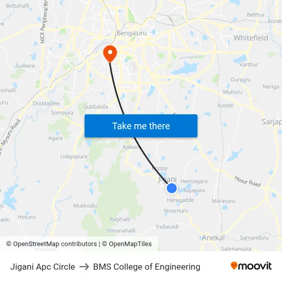Jigani Apc Circle to BMS College of Engineering map