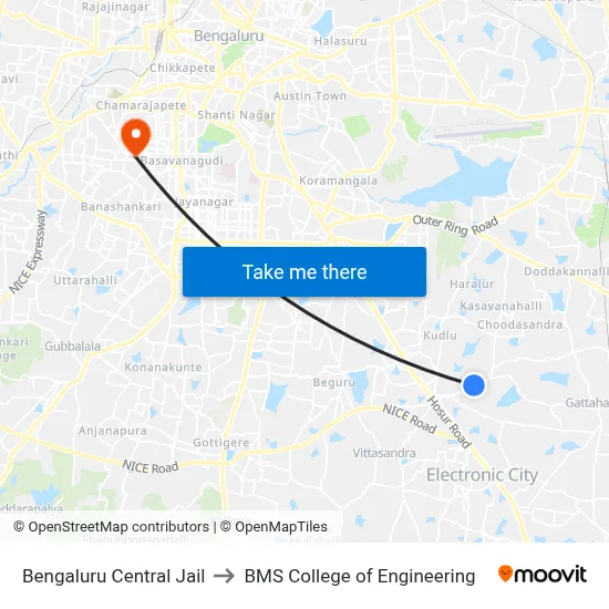 Bengaluru Central Jail to BMS College of Engineering map