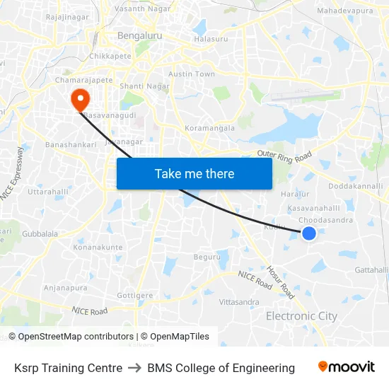 Ksrp Training Centre to BMS College of Engineering map