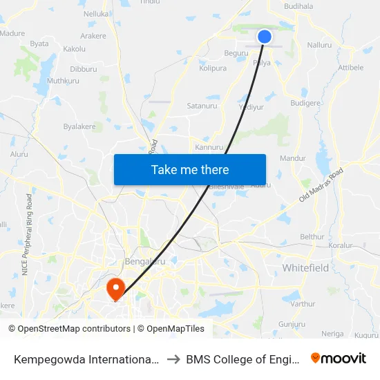 Kempegowda International Airport to BMS College of Engineering map