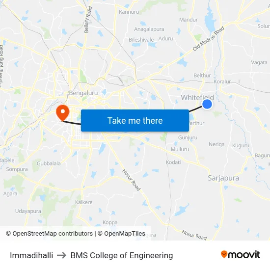 Immadihalli to BMS College of Engineering map