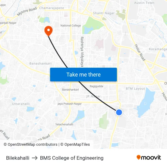 Bilekahalli to BMS College of Engineering map