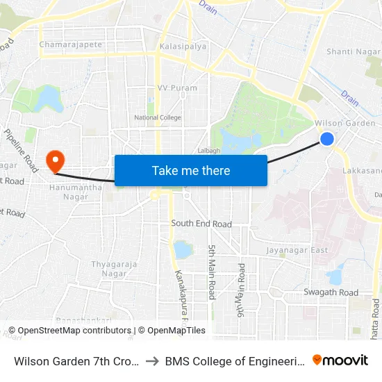 Wilson Garden 7th Cross to BMS College of Engineering map