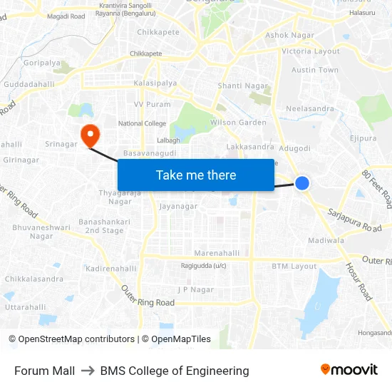 Forum Mall to BMS College of Engineering map