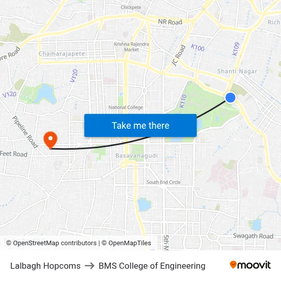 Lalbagh Hopcoms to BMS College of Engineering map